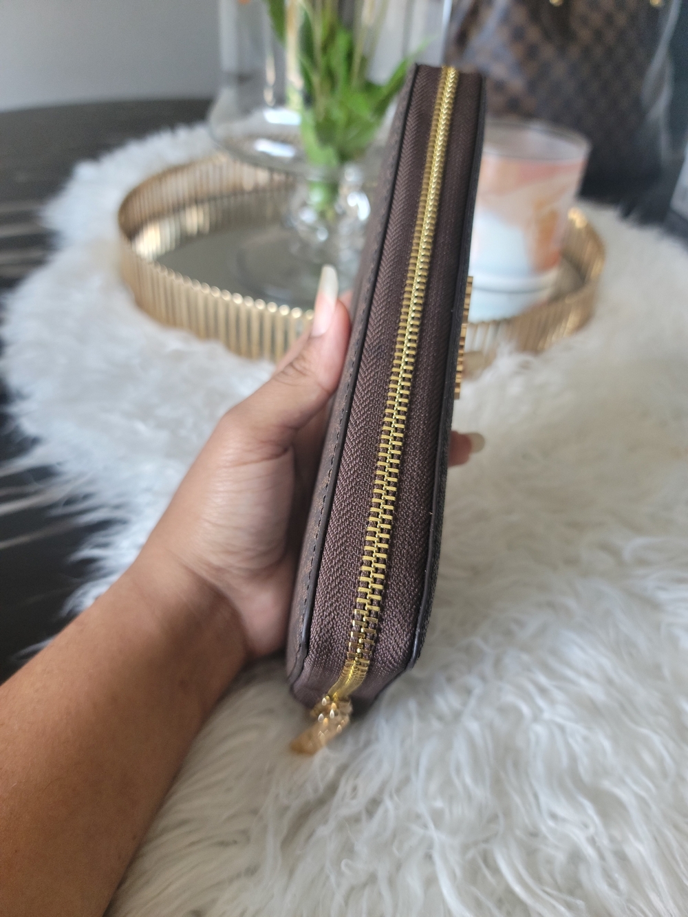 Michael Kors Brown Logo Zip Wallet - Picture 2 of 6